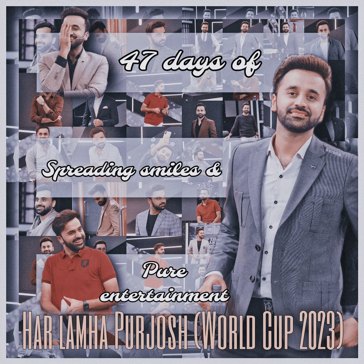 - 47 days of spreading smiles - @WaseemBadami Thanku for entertaining us throughout #HLPJ 💕 Even if Pakistan couldn’t make it well in the tournament..ur show still managed to make us happy! Thank you for making our Har lamha Purjosh throughout #WorldCup ❣️