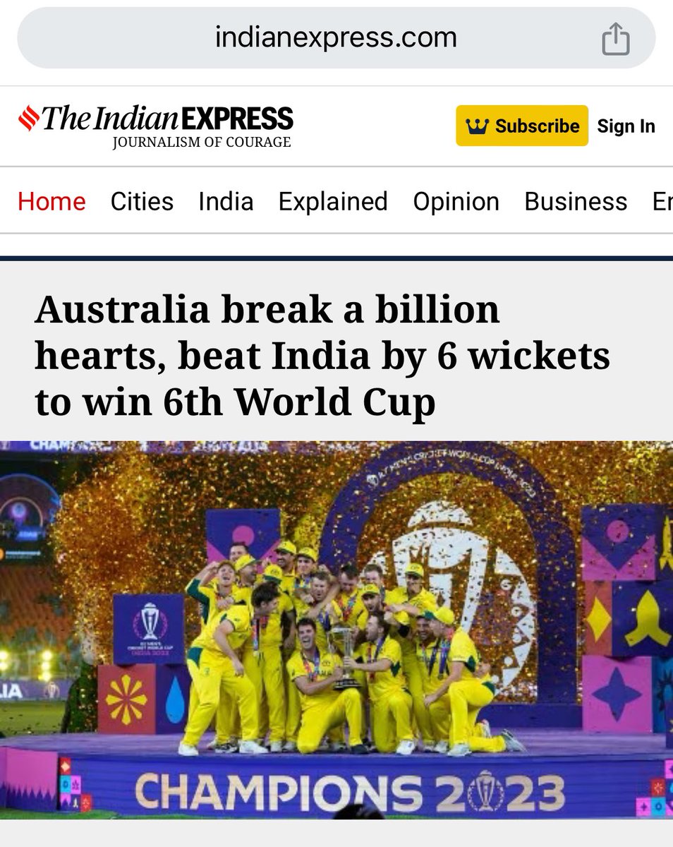 Not the headline we wanted but my old paper, <a href="/IndianExpress/">The Indian Express</a>, says it best: