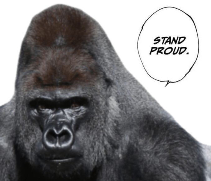 bluithink's tweet photo. The gorilla staring at the final teenager before turning them into a red paste https://t.co/ySuSDwtNeg