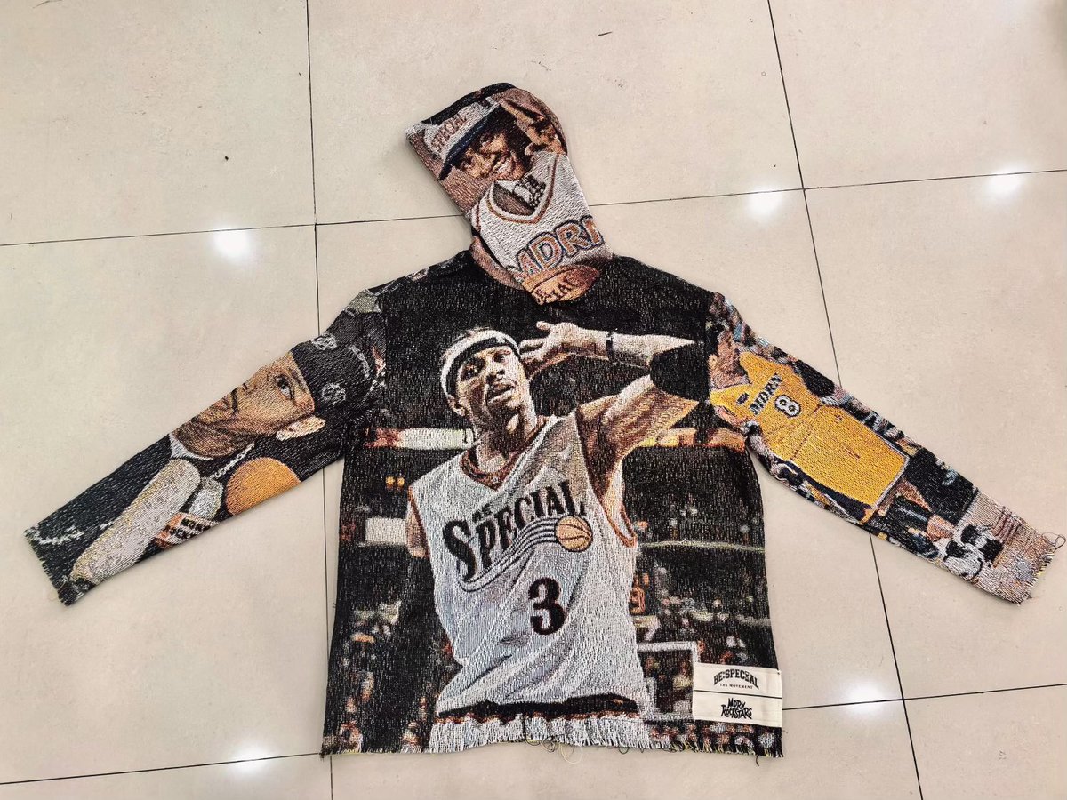 RealJtHolmes's tweet photo. ModernRockstars x BeSpecial⏳🎸

Allen Iverson knitted tapestry hoodie dropping soon🔥

Like this tweet if you want one😈 https://t.co/yw2Bc8a75u
