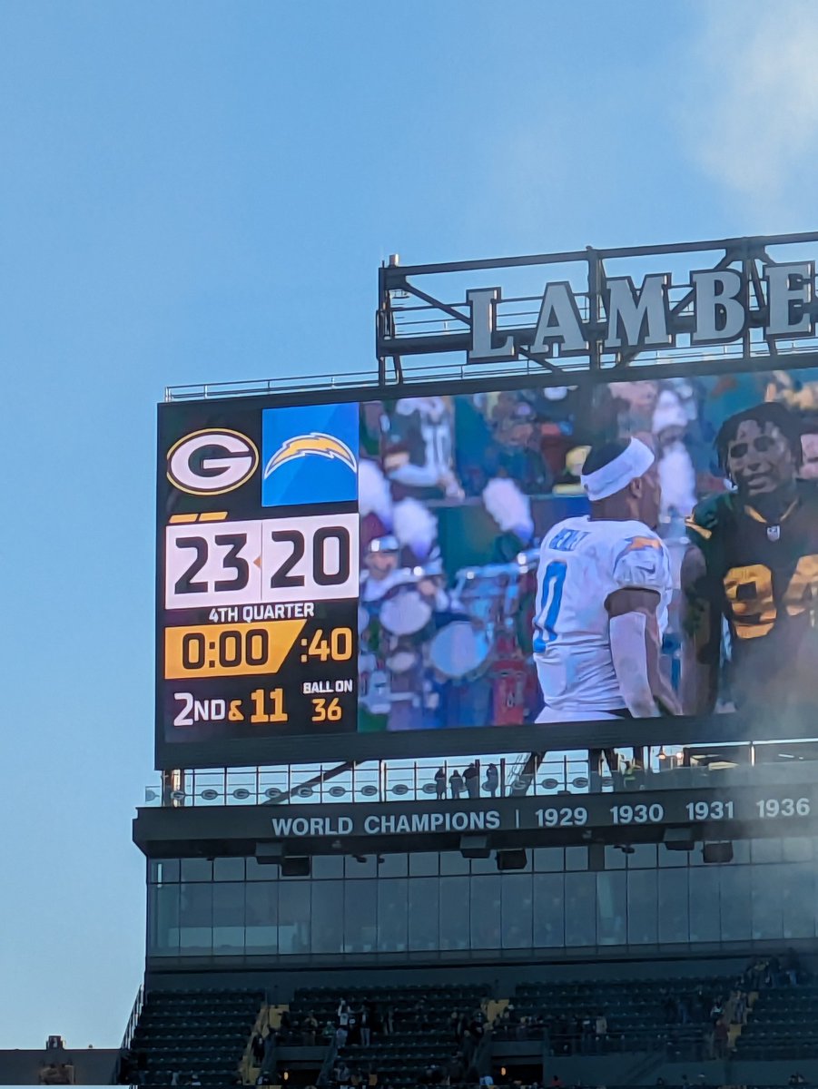Bucket list moment! 
Green Bay game at Lambeau...and it was a win! 23-20 Packers over Chargers!