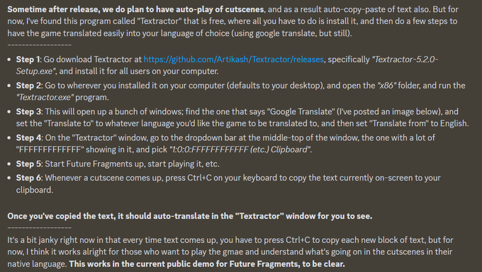 Using a program called Textractor &amp; the copy-paste functionality we put in Future Fragments, you're now