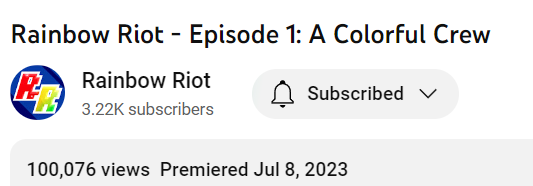 RainbowRiot3's tweet photo. WE DID IT!! WE FUCKIN DID IT!!
THANK YOU ALL FOR 100K VIEWS ON RR 1!! FUCKIN INCREDIBLE!! :D
-🔥🦊 https://t.co/ULBWCgqrU7