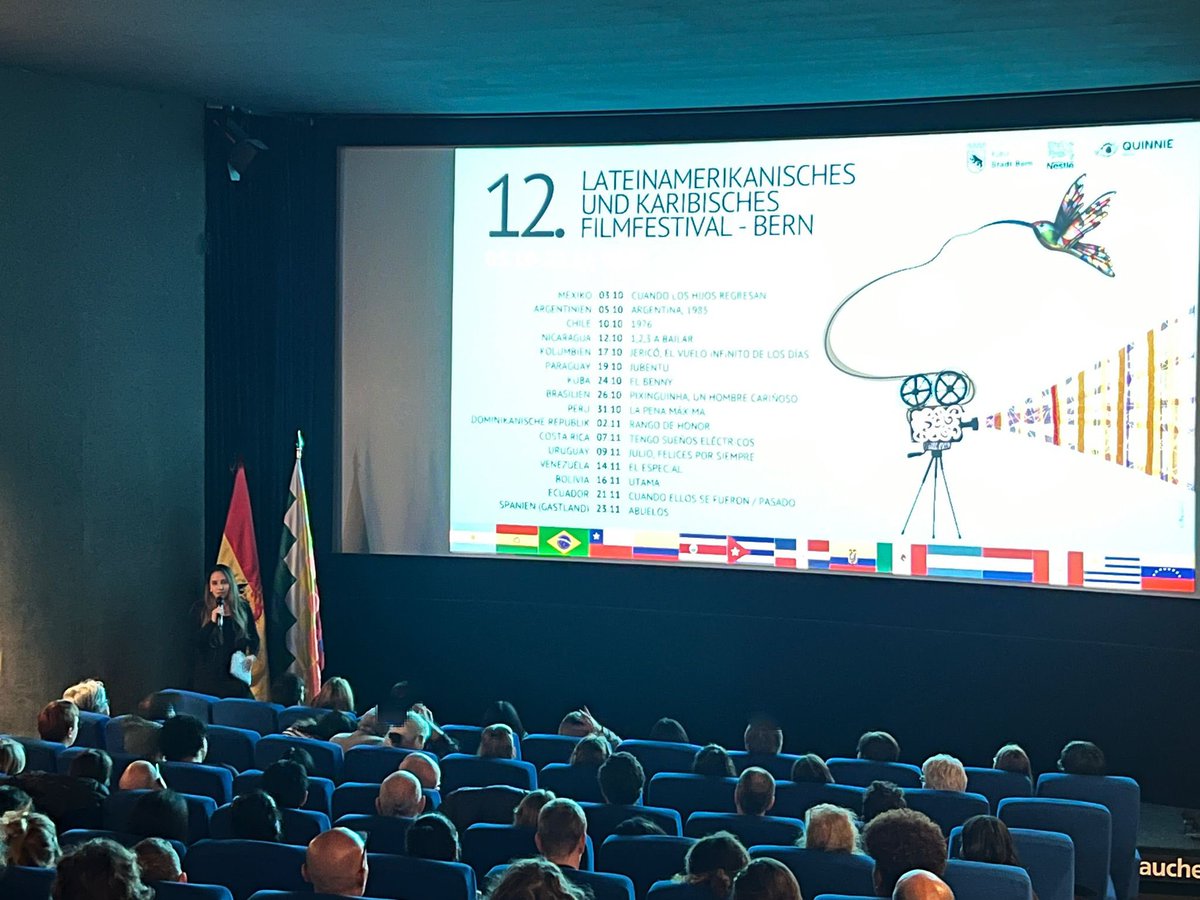 BoliviaUNOG's tweet photo. La Mision Permanente de Bolivia en Ginebra presentó la película boliviana #Utama en el Festival Latinoamericano y del Caribe en Berna. 
Los asistentes agradecieron y resaltaron la obra cinematográfica del director boliviano Alejandro Loayza.

#Bolivia #Utama
#CancilleríaBolivia https://t.co/DMcABWBeYB