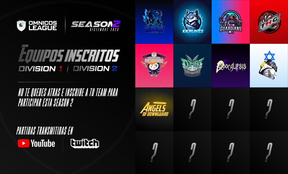 Ya hay equipos inscritos para esta segunda temporada!🤑☝️
-
Únete y compite contra los mejores!🤝
#overwatch #overwtachedit #overwatchplays #fypage