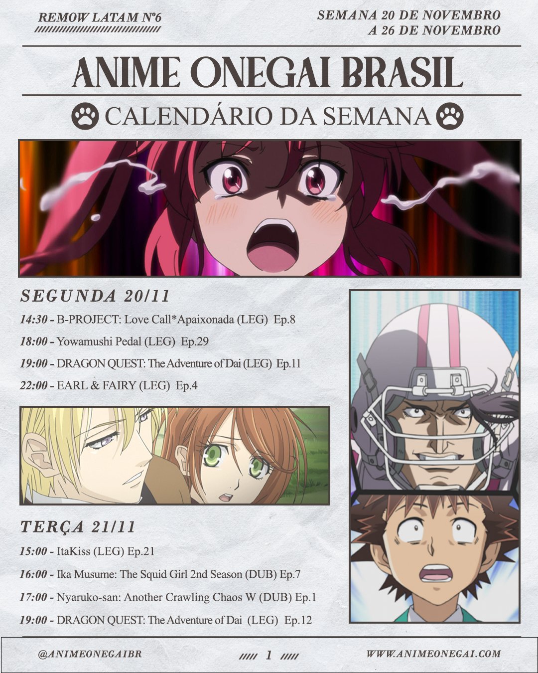 Anime Onegai Brasil on X: Prontos para mais uma semana de animes na   Para quem pediu a 2a temporada de Nyaruko, ela já  está aqui dublada. Temos ainda novos episódios de