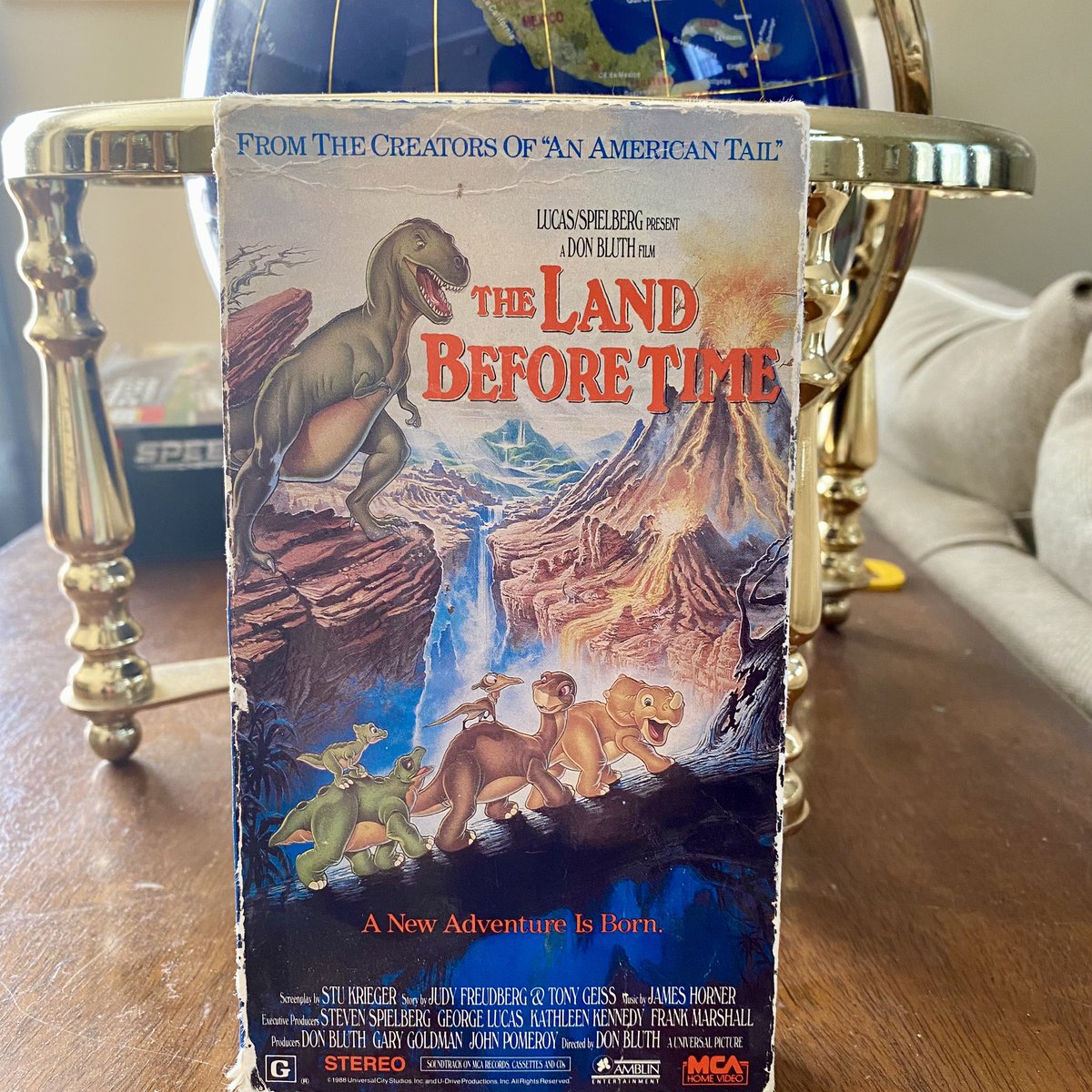 One of my favorite animated movies was released 35 years ago yesterday: #TheLandBeforeTime. Heartwarming, sad & society-mirroring adventures of unexpected dinosaur friendships among Littlefoot, Spike, Cera, Ducky & Petrie searching for The Great Valley. A VHS—yup, yup, yup! 📼 🦖