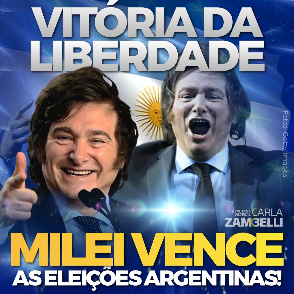 PARABÉNS, POVO ARGENTINO!!! Parabéns, Javier Milei 🇦🇷

A Argentina vive um novo período. Com o reconhecimento da derrota pelo candidato peronista, nossos vizinhos podem enxergar o nascer do sol da liberdade no horizonte. A derrota do Foro de São Paulo nesse importante parceiro