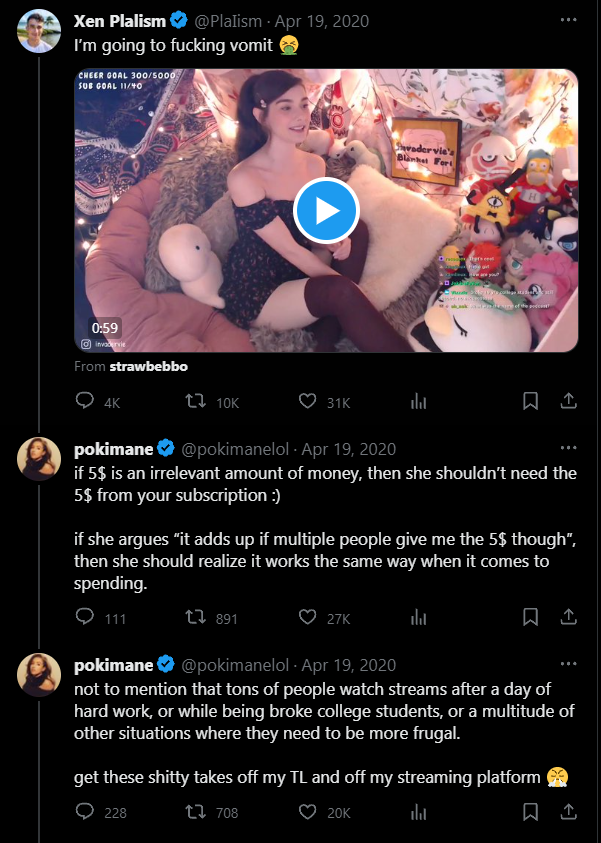 As I've been saying for years. Pokimane is the fakest person I've ever seen in this community. Her whole persona is not real even her voice, she's like an AI but sometimes she slips up and says how she really feels. It doesn't matter these losers are still gonna defend her and