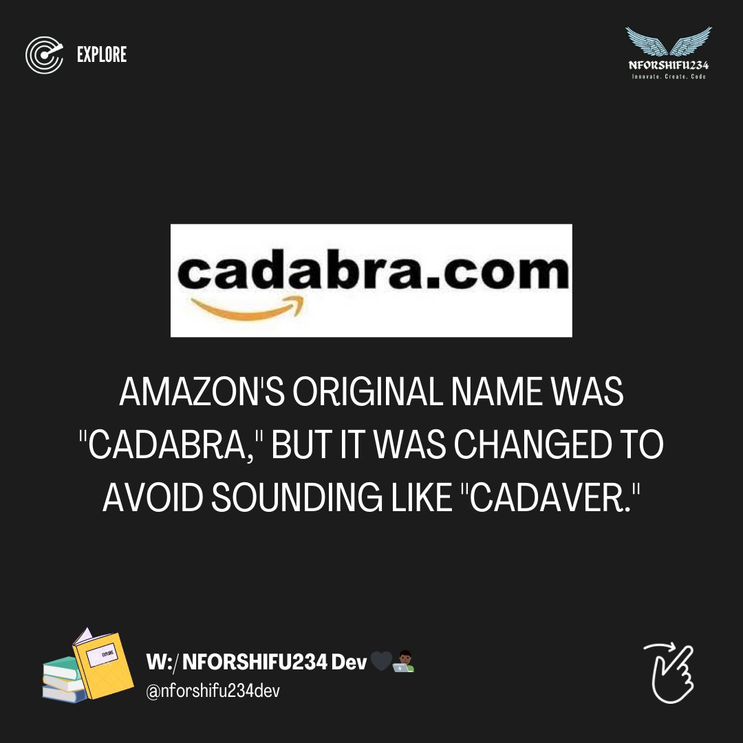 nforshifu234dev's tweet photo. Post 5 of my 'Did You Know' series 📚📷. Get a sneak peak a history about @amazon in 1994 Take a look and let me know what you think. #nforshifu234dev #learnWithNforshifu234Dev #post5 #Amazon #Amazonギフト #history #facts #learning #programming #grow #growing #learningandgrowing https://t.co/KpsTJ758Gz