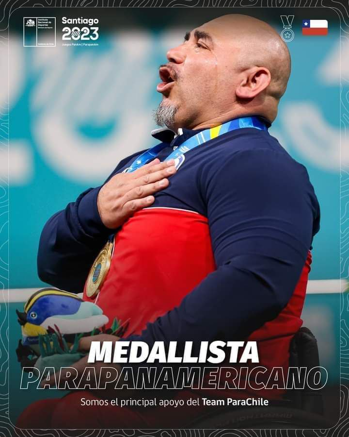 🤩 ¡DE ORO! 🥇👏🏻 
Juan Carlos Garrido 🇨🇱 se subió a lo más alto del podio en el para powerlifting de los #Parapanamericanos2023🤩🥇.
 Y por si fuera poco, ahora es tricampeón y récord parapanamericano 👏🏻👏🏻👏🏻👏🏻 
#ElLegadoComienza #Santiago2023 #ChileCompite #Parapanamericano