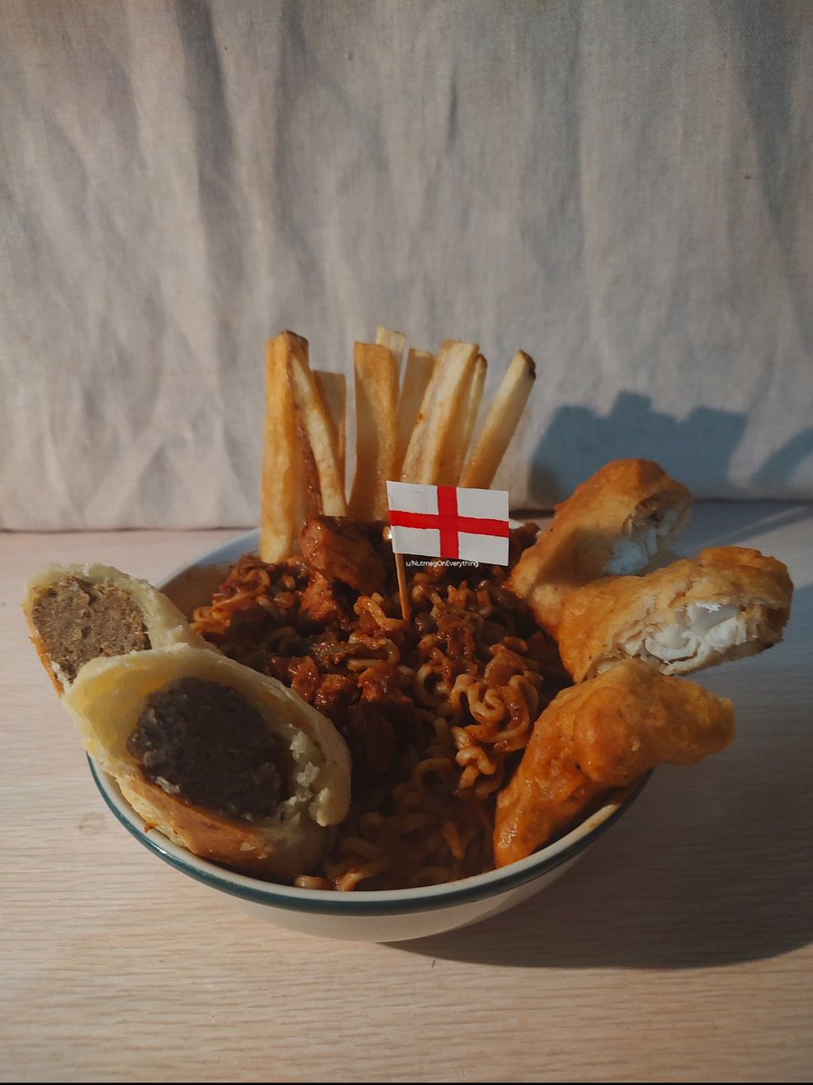 Nationality noodles: England #food #cuisine #culinary #fusionfood #fusioncuisine #globalfood #worldfood #ramen #noodles #noodle #flag #flags #Vexillology #Unitedkingdom #unitedkingdom #england #england #uk #UK #ukfood #unitedkingdomfood #english #englandfood #englishfood