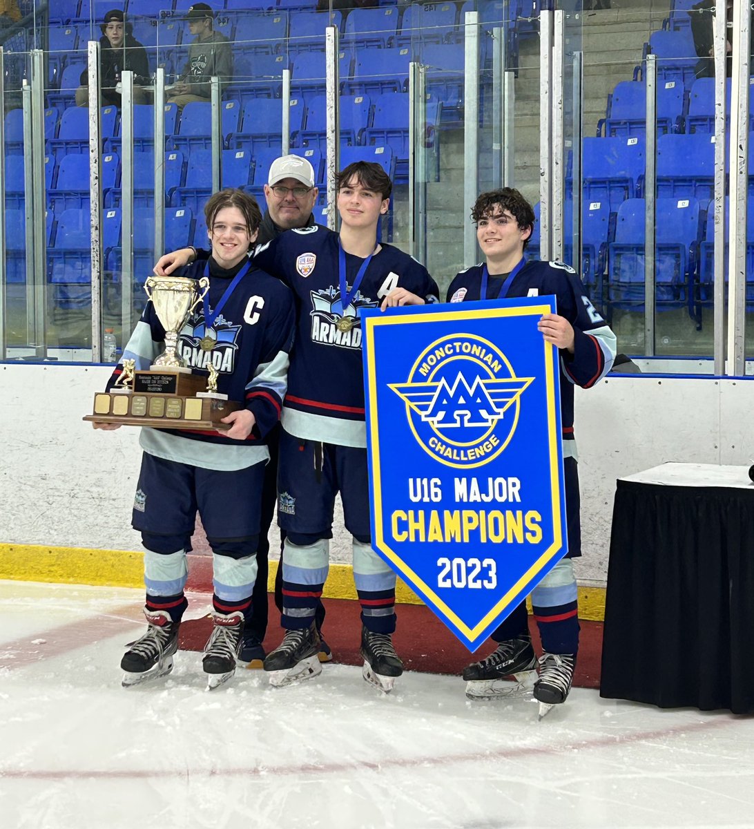 BasinArmada's tweet image. The Armada are 2023 Monctonian AAA Challenge Champions with a 5-4 Double OT win over @CIHAcademy