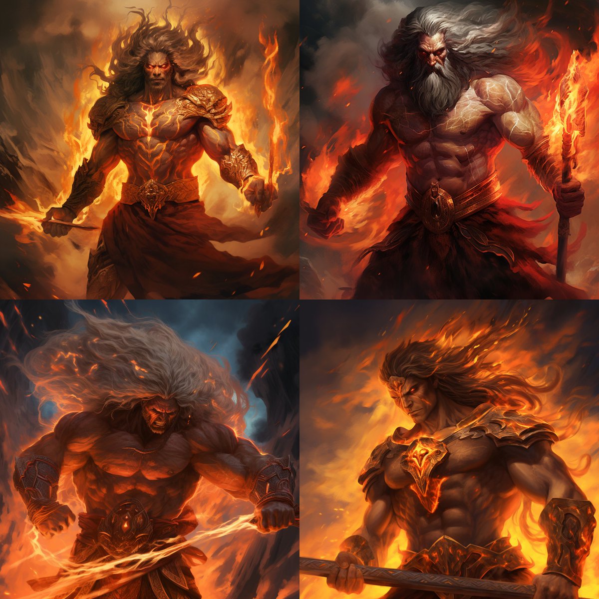 Get Creative with AI
Học vẽ AI cùng Mèo

Midjourney Daily Prompt:
A muscular and majestic deity, wreathed in flames and wielding a blazing sword, protects the realm of fire with unwavering strength.

This content is created by AI by me, copyright belongs to me
#MidjourneyAI