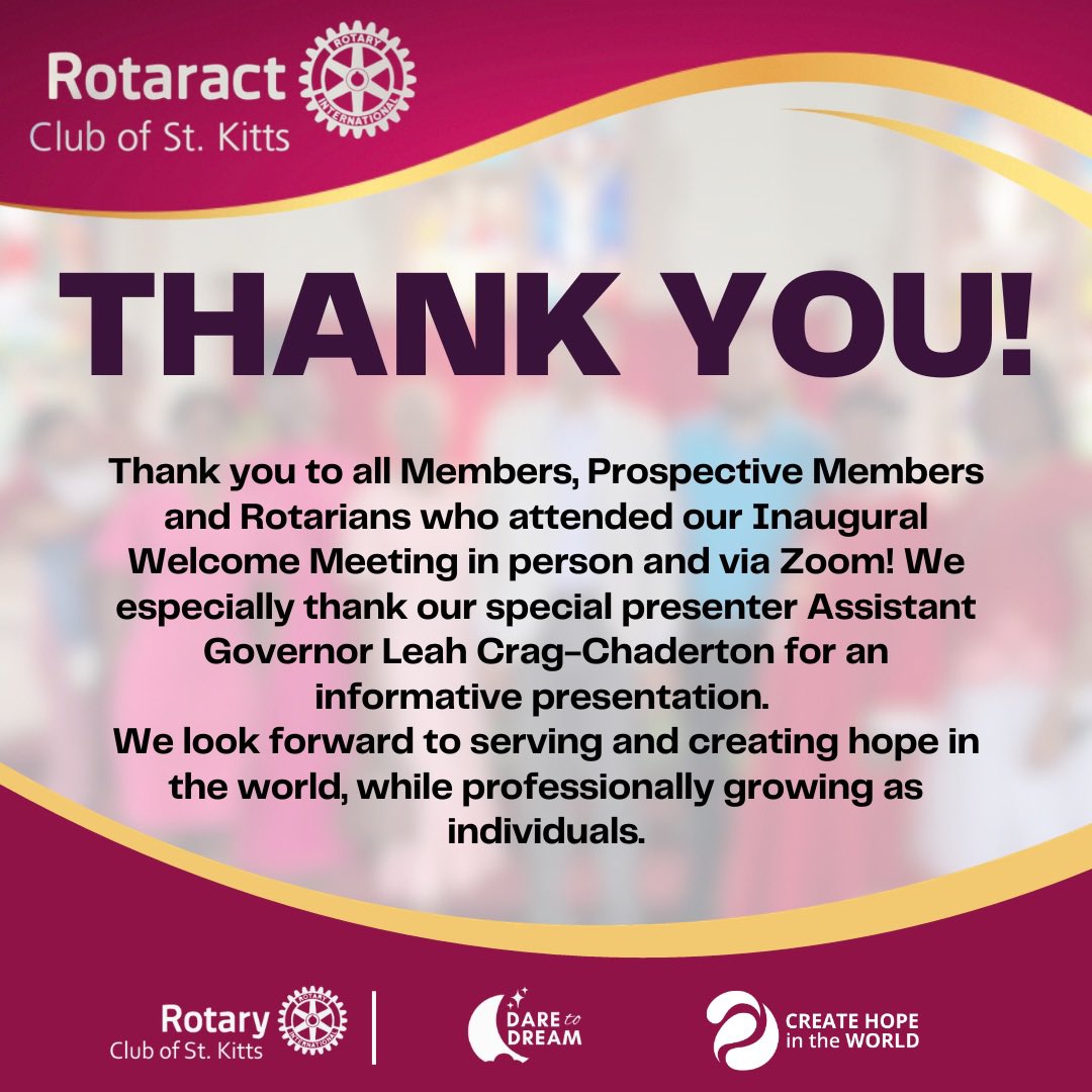 Thank you all! Stay tuned to all our socials. 
#RotaractclubofStkitts
#fellowshipthroughservice
#DareToDream
#District7030 
#BeTheInspiration
#CreateHopeInTheWorld