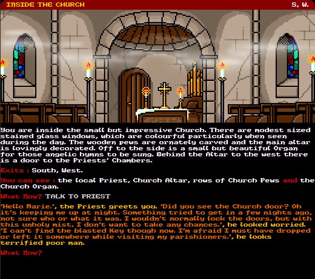 I have no chance of making text adventures look this good. John Blythe does though.