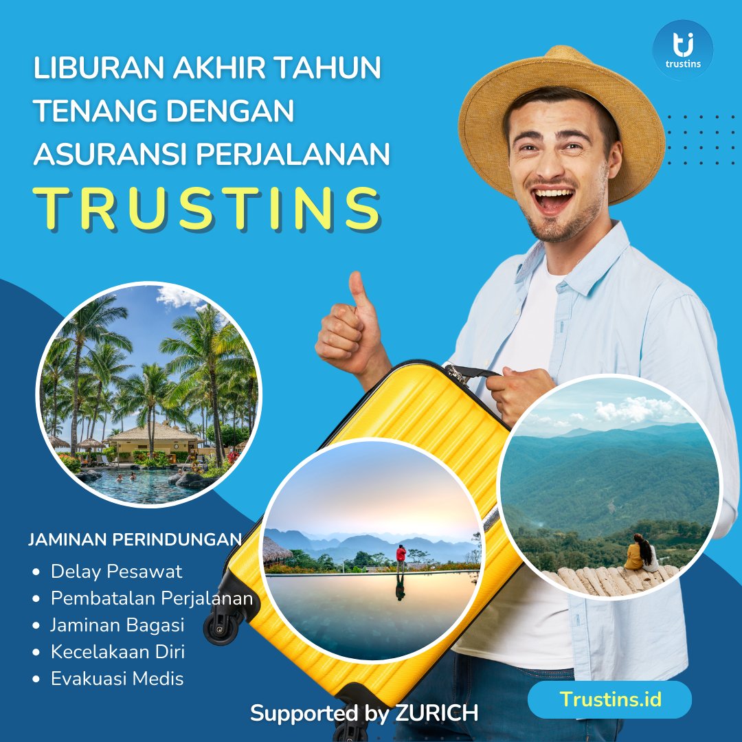 trustinsid's tweet photo. Liburan akhir tahun jangan sampai berantakan karena kejadian yang tak terduga. Pilih Asuransi Perjalanan dari Trustins! Supaya liburan tetap berkesan dan mood tetap terjaga.

Untuk info lebih lanjut, hubungi #asistantpersonal melalui DM atau WA ke 08567007672 https://t.co/kH7w6ZUkRm