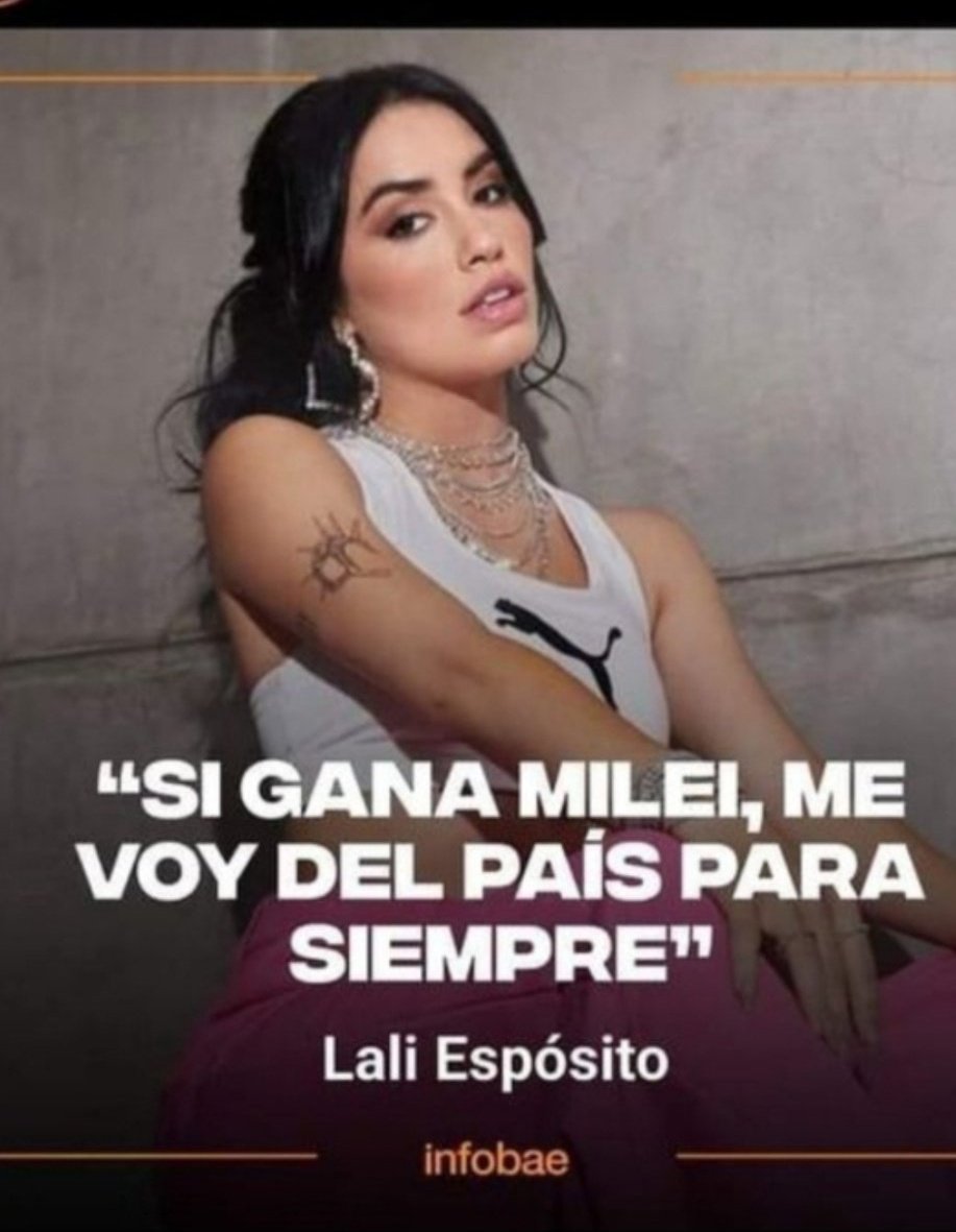 gotii_cm's tweet photo. Saluden a Lali. Que se va. 
Adiós @lalioficial, no te vamos a extrañar.

#MileiPresidente 
#EleccionesArgentina https://t.co/HBEfroKZEJ