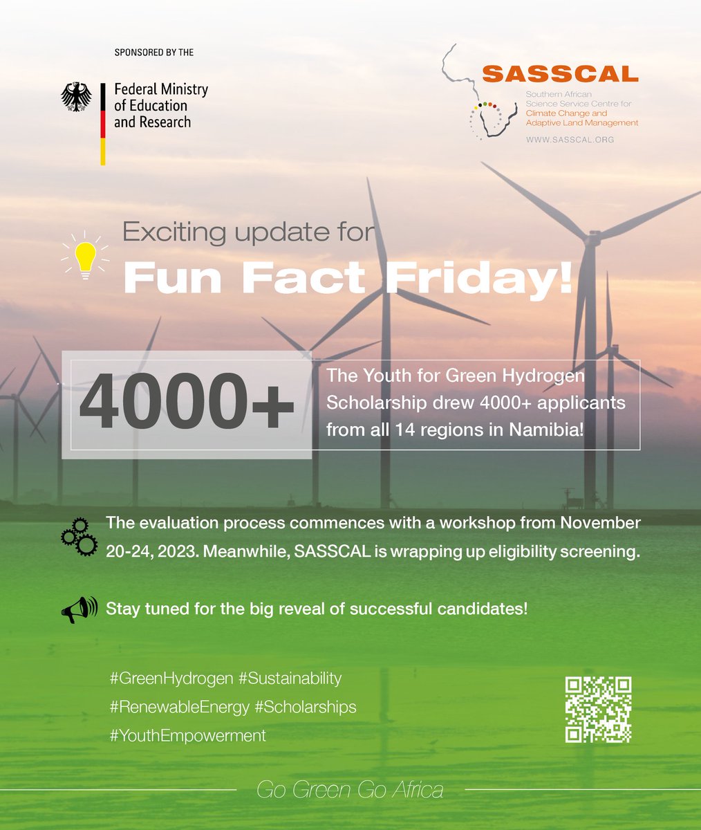 SASSCAL_ORG's tweet photo. ๐ฟ๐ Fun Fact Friday!
#MHETI #SASSCAL #BMBF #MAWLR #NAMGHC #gh2namibia #SASSCAL #GreenEnergy #SADC #RenewableFuture #RenewableEnergy #GreenHydrogen #Scholarships #YouthEmpowerment #SustainableFuture #Y4H2 https://t.co/43Tzmjr9xz