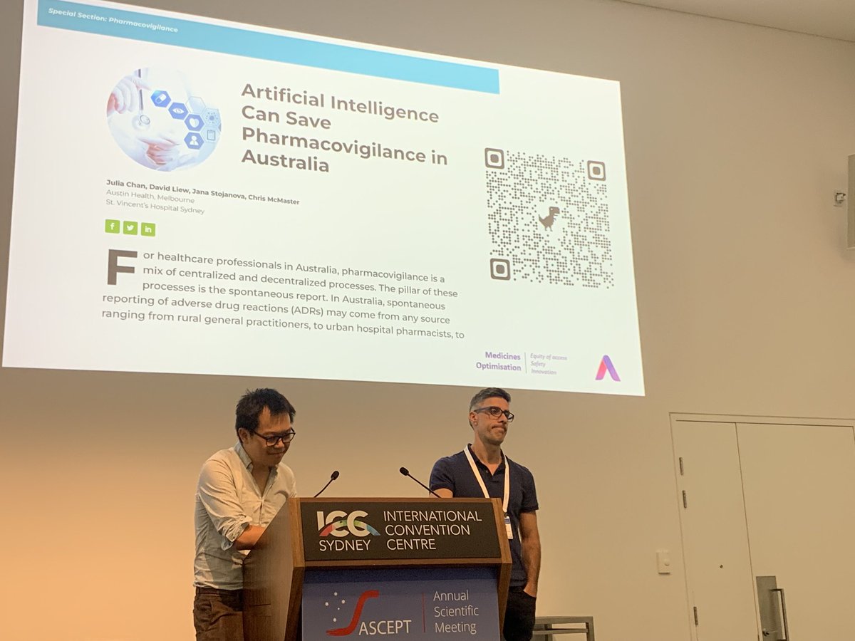 A/Prof Kellie Charles (@drkelliecharles) on Twitter photo Great talk about how to integrate AI/ML for ADR detection into clinical pharmacovigilance workflow. David Liew. <a href="/ASCEPTconf/">ASCEPT & Hypertension Aus Joint Scientific Meeting</a> Great talk about how to integrate AI/ML for ADR detection into clinical pharmacovigilance workflow. David Liew. <a href="/ASCEPTconf/">ASCEPT & Hypertension Aus Joint Scientific Meeting</a>