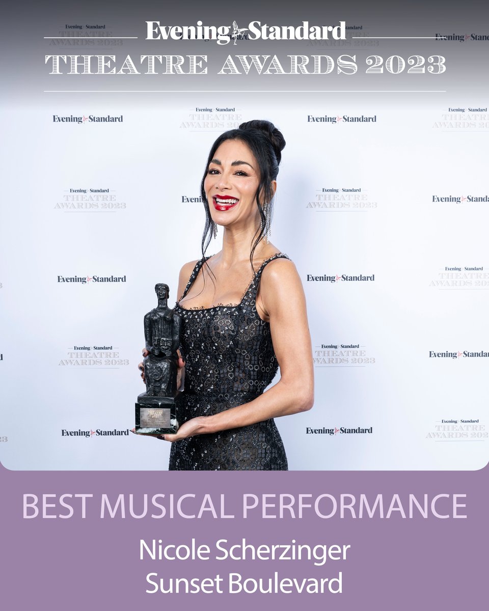 ESCulture's tweet photo. Congratulations to Nicole Scherzinger for winning the Best Musical Performance in Sunset Boulevard, Savoy Theatre.
#eveningstandardtheatreawards2023 #nicolescherzinger #SunsetBoulevard #savoytheatre
https://t.co/fMAb35PqCO https://t.co/Udx6mr6kQn