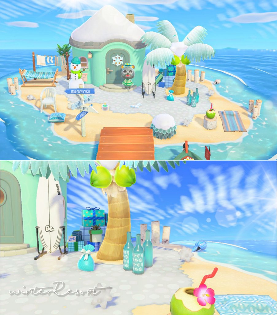 WinterResort⛄
暑そうな寒そうな冬の南国を作りました🌴

#AnimalCrossing #acnh #あつ森 #あつまれどうぶつの森 #ハピパラ #resort