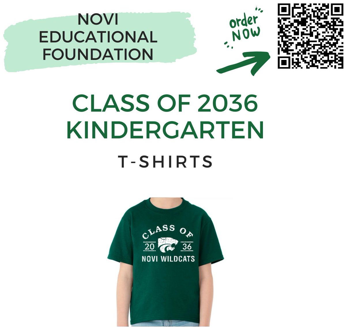 🎉 Attention Kindergarten Parents! 🎓 Capture memories with Class of 2036 tees! 🎁 Order now for cute pics &amp; support NEF. $20 each, Novi pickup. #novieducationalfoundation #nef #nefimpact #impact #ncsd #novitogether #novischools #novipride #novimichigan