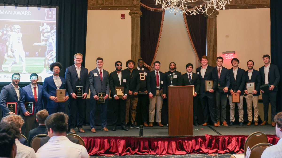 BrownU_Football's tweet photo. Brown Football capped the 2023 season on Sunday with the program's annual awards banquet at The Graduate in Providence

Full list of honorees and award winners- https://t.co/GiDxPKLmfR

#EverTrue https://t.co/Pk64HgCvWh