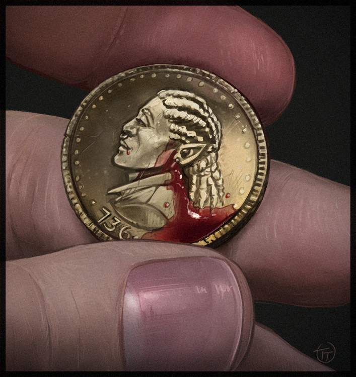A coin to call a vampire...
#digitalpainting #artistsontwitter #GuestsOfStrahd #DnD