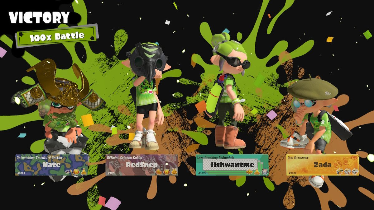 nuhtenick's tweet photo. Splatfest fun with friends (and randoms)
100x win w/ @realZada & Snep
#TeamHug #Splatoon3 #NintendoSwitch https://t.co/RbegVCLR5H