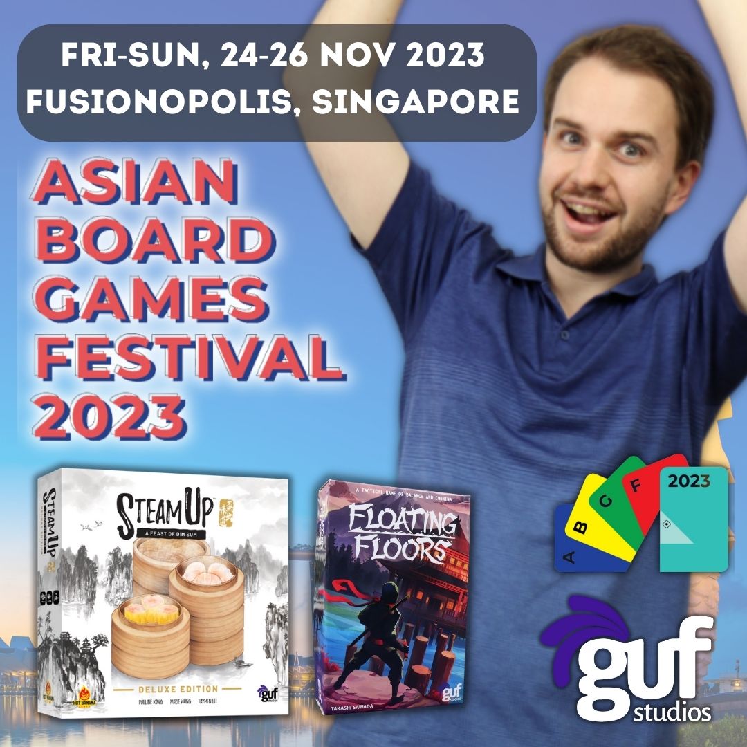 We'll be in Singapore for Asian Board Games Festival! Steam Up and Floating Floors will be available there. Henry <a href="/GufStudios/">GufStudios</a> will be there. See you soon!
<a href="/hotbananagame/">Pauline & Marie @Hot Banana Games</a>