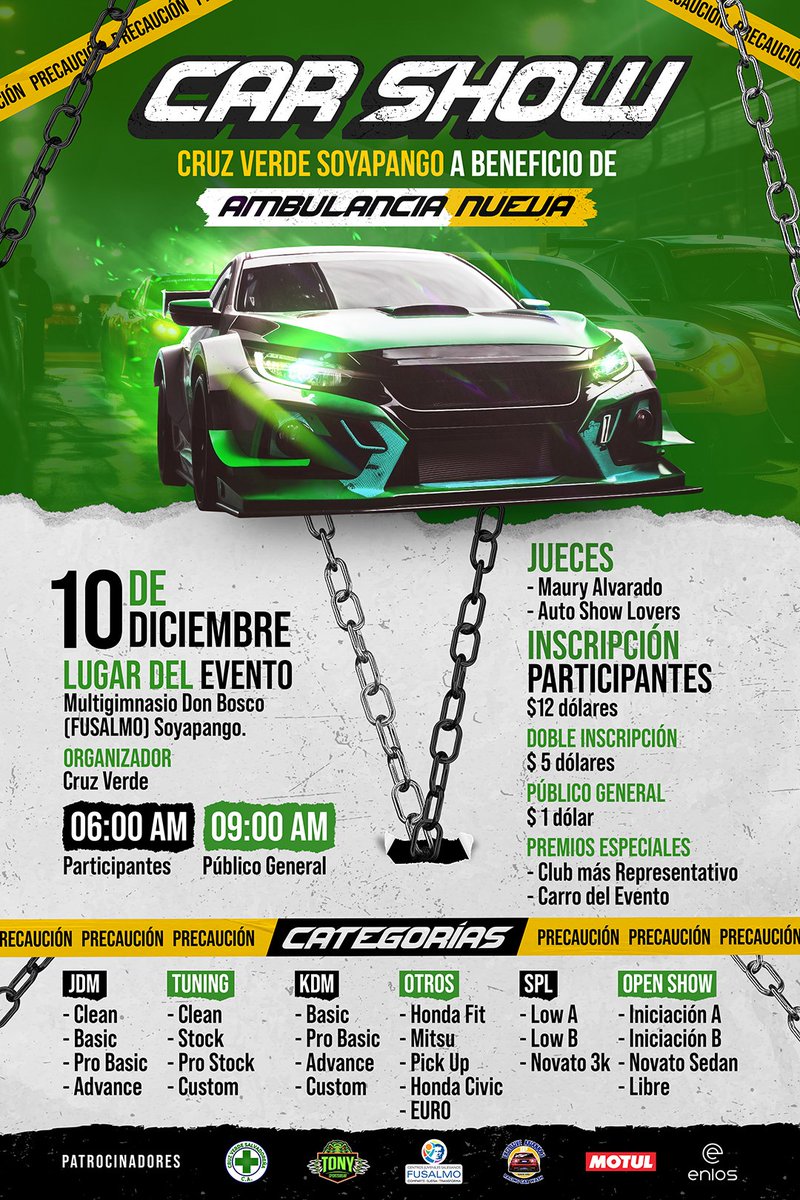 SoyapangoVerde's tweet photo. Oficialmente Cruz Verde Soyapango  te invita a la 2da edición de CARSHOW A BENEFICIO DE UNA AMBULANCIA NUEVA . https://t.co/0wkQGPmjRX