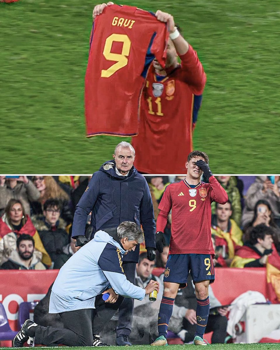 FCBPatriot's tweet image. In a heartfelt gesture, Ferran Torres displayed Gavi&apos;s shirt after scoring for Spain against Georgia, paying tribute to his injured teammate. True camaraderie on display. 💙❤️ #Gavi #Spain #FootballUnity

Credit: @ESPNFC