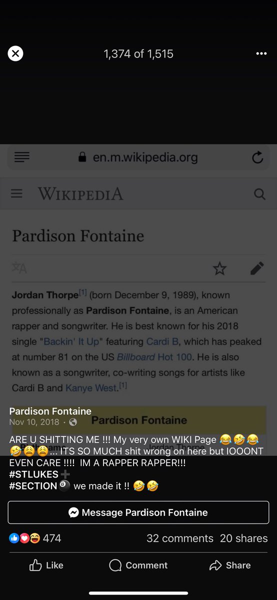 im_KaylaNicole's tweet photo. Okay, I went and did some research and some digging of my own. In Nov of 2018 this man posted his own Wiki page with pride but never mentions that ‘89 may be the wrong birth year. A month later he posted #37thbday which doesn’t add up to 1989 whatsoever… so idk yall 😂😂😂 https://t.co/TXkyOi22O7