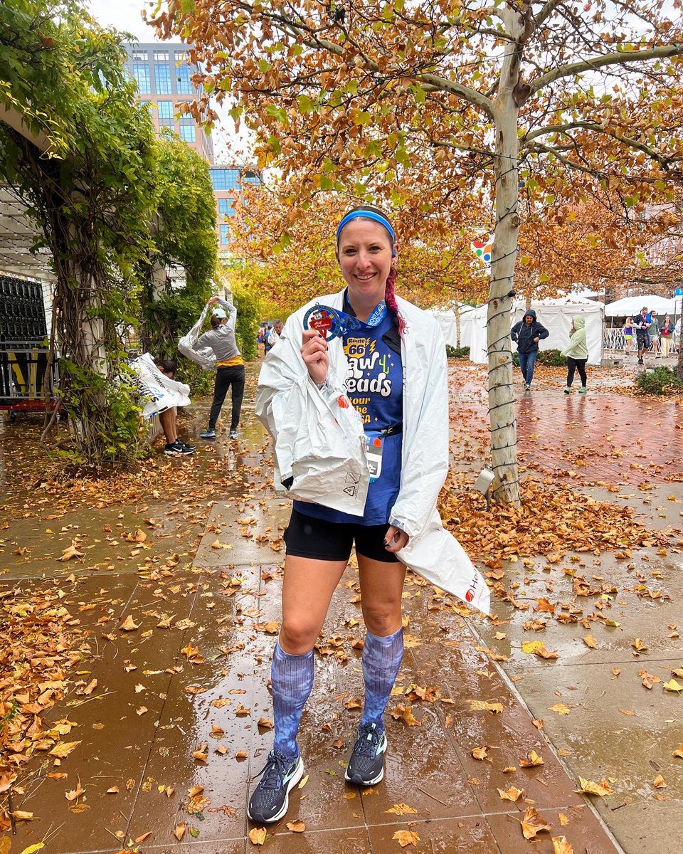 KateMalo2's tweet photo. Rocked the route for half marathon #️⃣5️⃣1️⃣ this morning! Despite some weather and hills I felt really good today and crossed the finish line in 2:24:50! 🛞 Thanks @route66marathon for a great race and race weekend! 🤩 #RT66Run https://t.co/DI4gjkyEQr