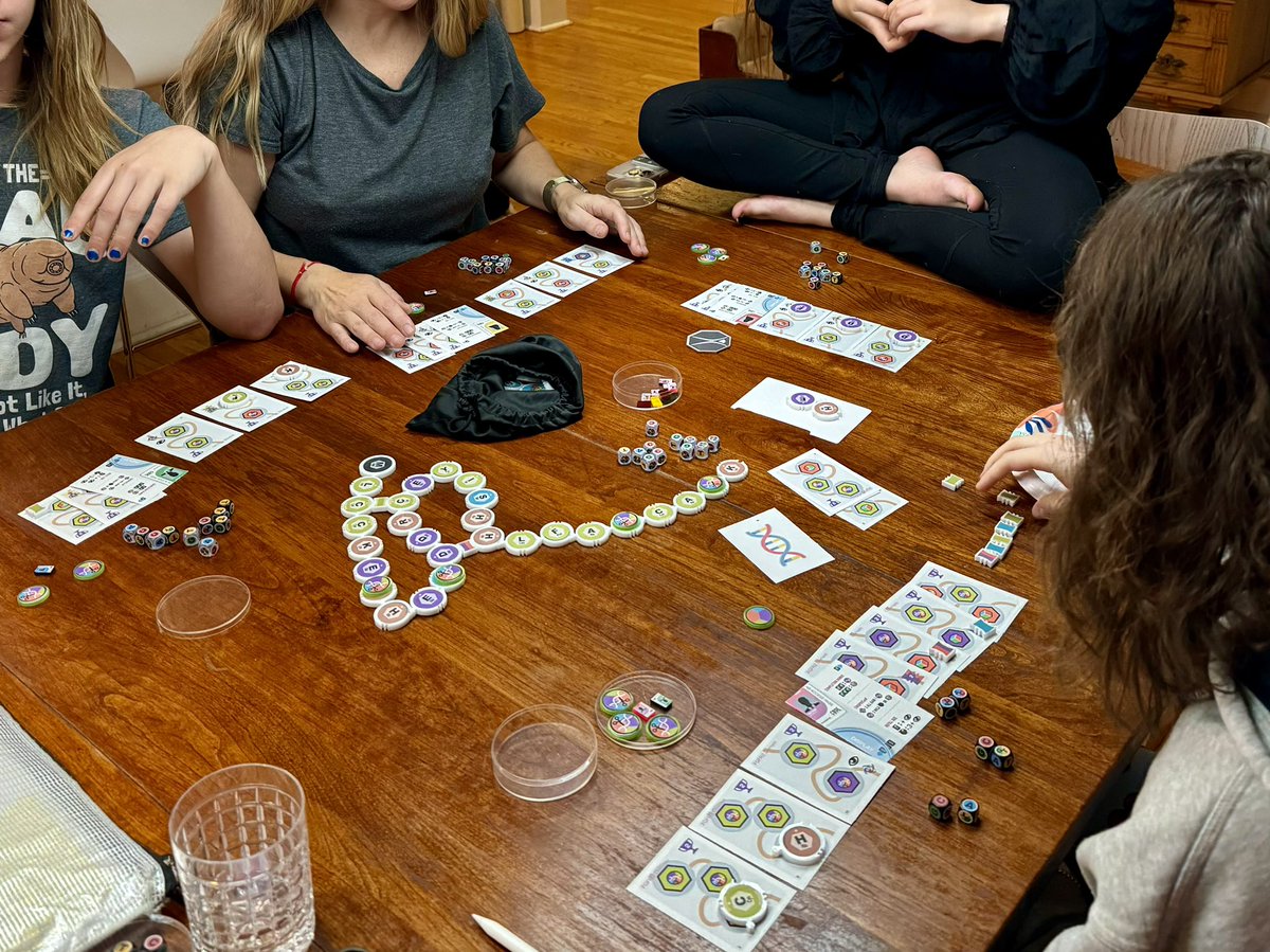 tinaAbrac's tweet photo. play testing the Genetic Code Game with 4 teens to CRISPR out all the mutations for #PAXunplugged2023 #stem #womenboardgamedesigners #scienceboardgames #stemboardgames #geneticcodegame #womeninscience #PAXunplugged https://t.co/1QpWtsDxMq