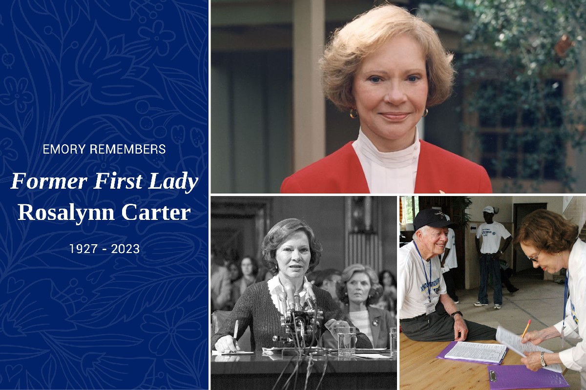 Emory University joins the world in mourning the passing of former first lady Rosalynn Carter, who partnered for decades with Emory, uniting her vision of a more equitable health care system with the university’s strengths in research, training & service. links.emory.edu/Nv