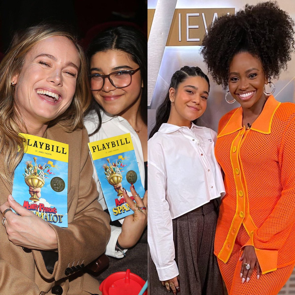 sebsglv's tweet photo. Iman Vellani junto a Brie Larson y Teyonah Parris ❤️💜💙 #TheMarvels #MsMarvel #CaptainMarvel #MonicaRambeau https://t.co/I5KJd09VZD