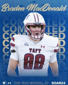 Braden Macdonald (@bradenmacdonal) on Twitter photo More than proud to announce my commitment to <a href="/NavyFB/">Navy Football</a> class of 2028! I couldnβt have done it without incredible support from those around me.
<a href="/TaftFootballCT/">Taft Football</a> <a href="/NavyFBrecruit/">Navy Football Recruiting</a> <a href="/JMacDonald_Navy/">Jason MacDonald</a> <a href="/D_WallCoach/">Jerrick Hall</a> More than proud to announce my commitment to <a href="/NavyFB/">Navy Football</a> class of 2028! I couldnβt have done it without incredible support from those around me.
<a href="/TaftFootballCT/">Taft Football</a> <a href="/NavyFBrecruit/">Navy Football Recruiting</a> <a href="/JMacDonald_Navy/">Jason MacDonald</a> <a href="/D_WallCoach/">Jerrick Hall</a>