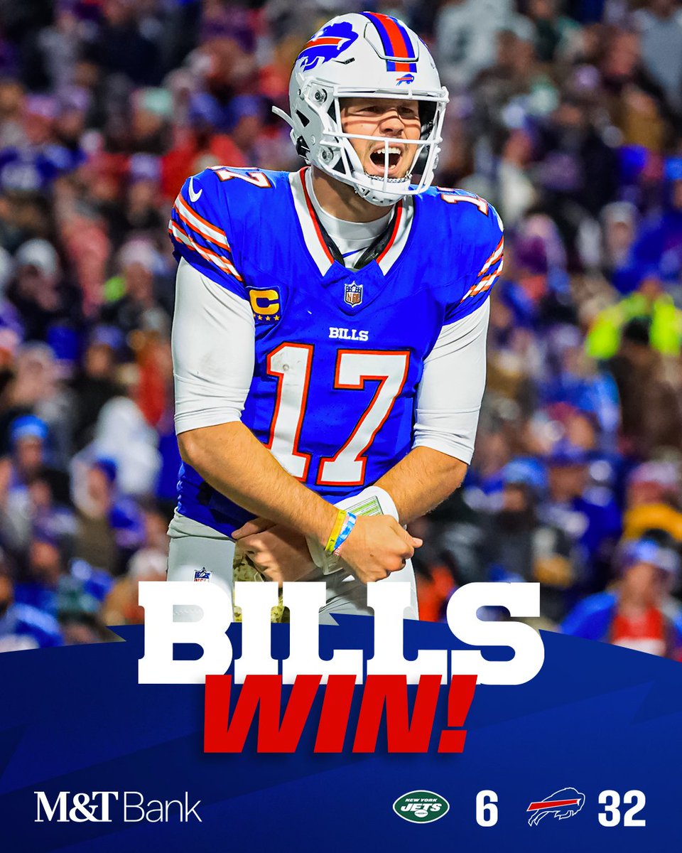 BuffaloBills's tweet photo. BILLS WIN‼️

#NYJvsBUF | #BillsMafia https://t.co/zSW9eKEels