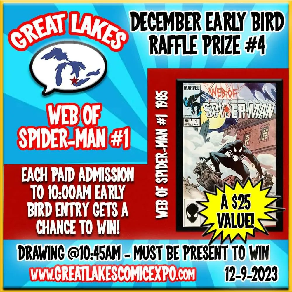 Get a chance to win any of the following at the December 9th show in Clinton Township! Raffle drawing takes place during EB Admission at 10:45AM. Each paid admission to Early Bird ($5, starting at 10AM) gets a chance to win. Must be present to win. greatlakescomicexpo.com/holidayprizes.…