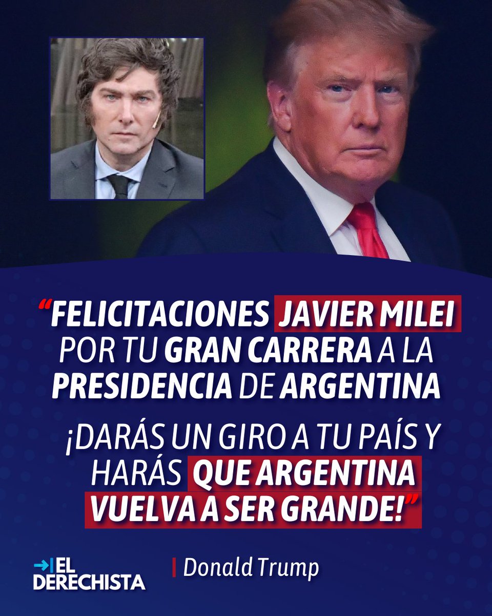 🚨🇺🇲🇦🇷 Donald Trump festejó la victoria de Javier Milei 👇