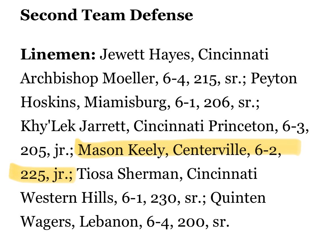 Very thankful to be named D1 Second Team All-SW District (Ohio)🏴