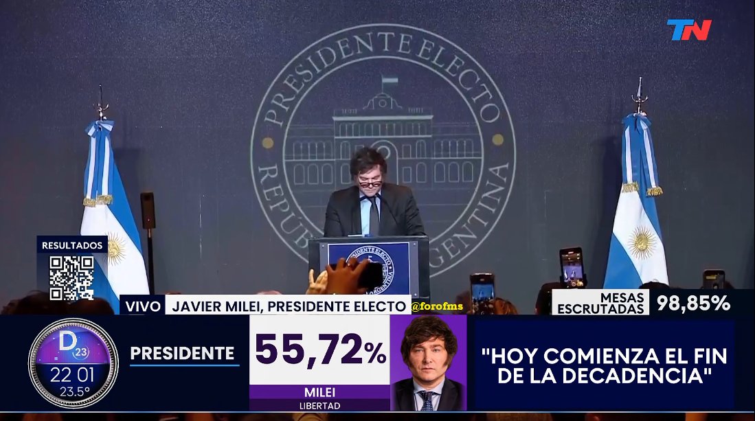 #Rating de las palabras del nuevo presidente #JavierMilei: @todonoticias 11,2 @lanacionmas 9,1 @telefe 7,7 @c5n 7,5 @eltreceoficial 4,8 @A24COM 3,1 @CronicaTV 1,6 @TV_Publica 1,5 @AmericaTV 1,3 @_IPNoticias 1,2 @canal9oficial 0,8 @canal26noticias 0,7 #Decision23