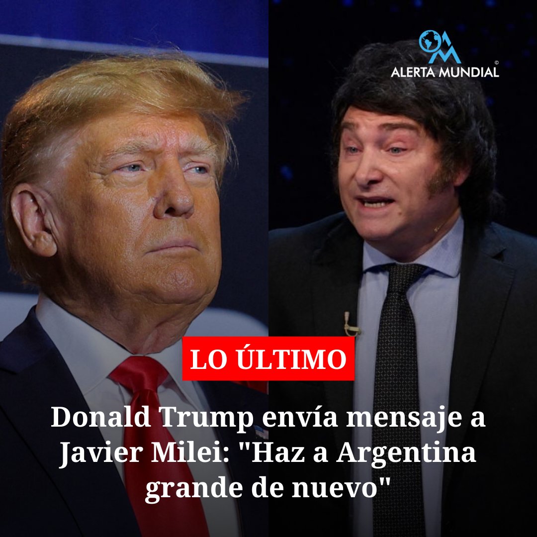 🇺🇲🇦🇷 | LO ÚLTIMO: El expresidente de Estados Unidos, Donald Trump, felicito al nuevo presidente Electo de Argentina Javier Milei. 'Felicitaciones a Javier Milei por una excelente carrera para la presidencia de Argentina. ¡Todo el mundo estaba observando! Estoy muy orgulloso de