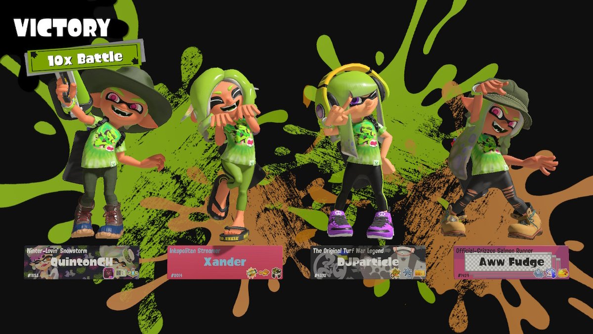DJParticle's tweet photo. Didn't win any 100x matches, but we did take the 10x prize *8* times!! Great job @xanderleek, @rexcookiewolf, @luirioledragon, Fudge, Quinton!
(more in reply)
#Splatfest #Splatoon3 #TeamHug #スプラトゥーン3 #フェス #ハグ #NintendoSwitch https://t.co/OpNaehs0cO