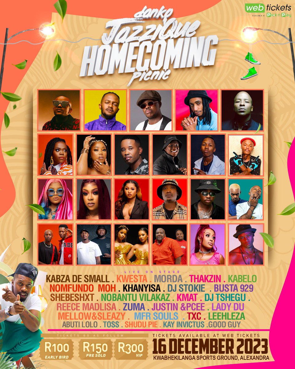 We are here with the first ever Dankooo JazziQue Homecoming PicNic 🧺 16 December 2023 Kwa-Bhekilanga Sports grounds Tickets are still available at webtickets webtickets.co.za/v2/Event.aspx?…