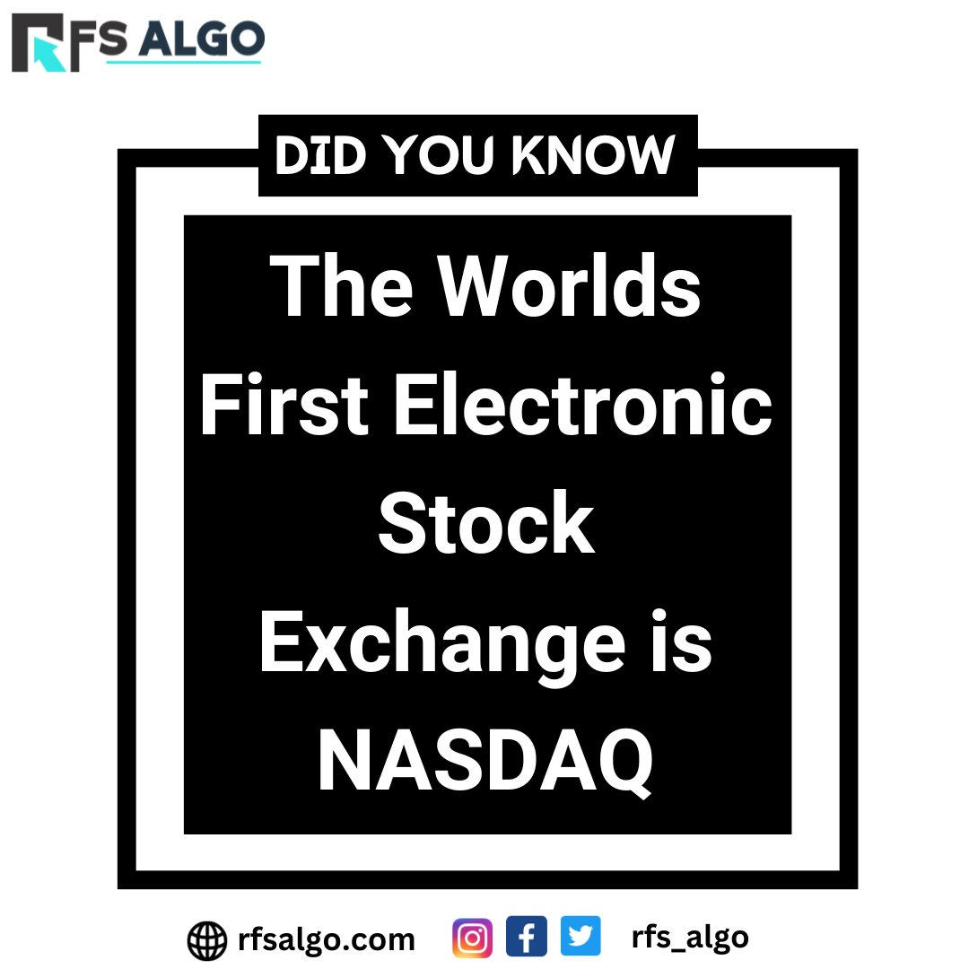 The NASDAQ began trading on February 8, 1971, as the world's first electronic stock market, trading for over 2,500 securities.

Book your free Algo Demo Now

#apibridge #autobuy #autosell #mqldevelopments #algotrading #algorithmtrading #manualtrading #tatashares #tatasteel
