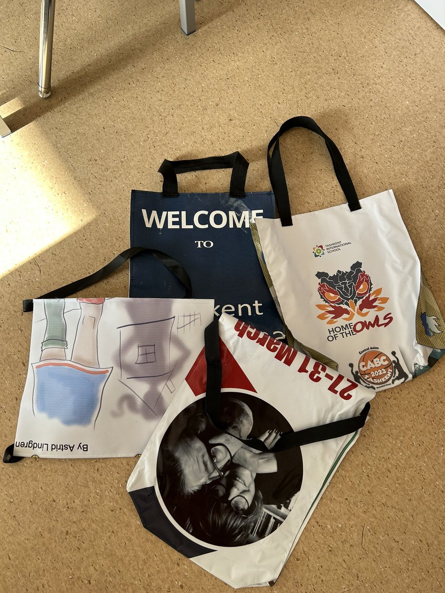 What do you do with old event banners? #tashschool turns them into #reusable shopping bags. <a href="/billkralovec/">Bill Kralovec</a> <a href="/DohaDerek/">Derek Nelson</a> <a href="/noahbeaumont/">Noah Beaumont</a> #reduce #reuse #recycle