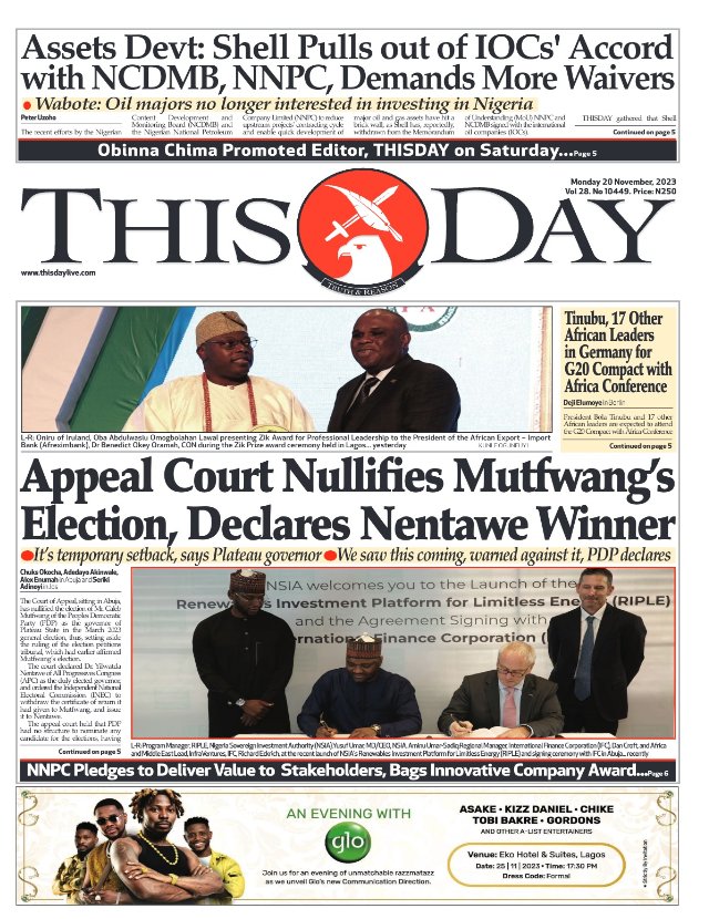 alpha1065fm's tweet photo. Newspaper 🗞️ #Headlines Monday Nov 20th 2023:
#SportsUpdate #BreakingNews 
#NigerianNews

(2) https://t.co/lnyDQXPscq